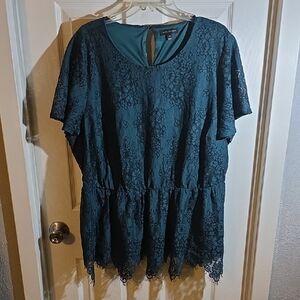 Lane Bryant Teal Lace Blouse